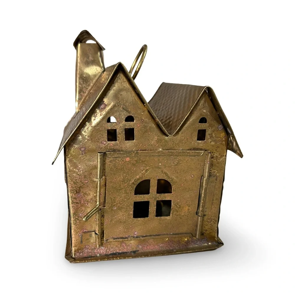Charming Bronze House Lantern Vintage Cottage for Candle Votive